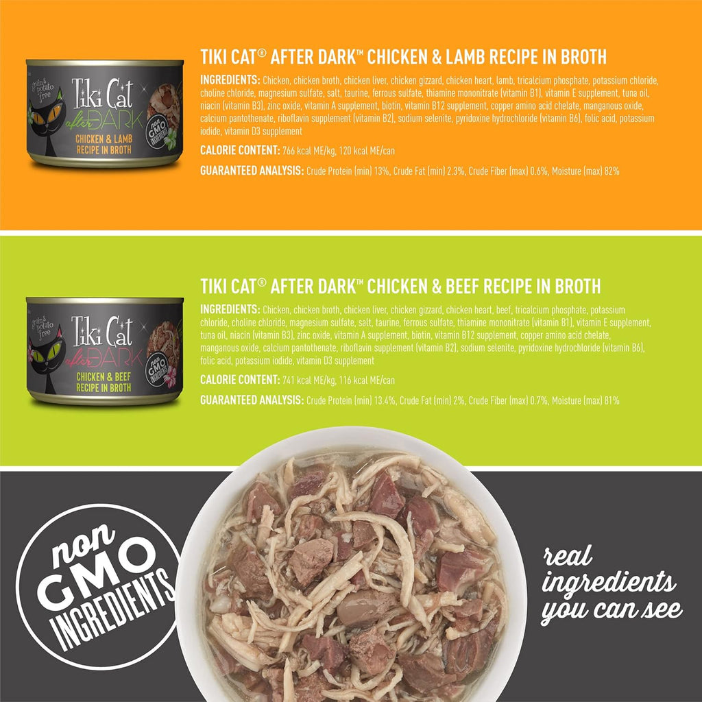 Cat After Dark, Variety Pack, High-Protein and 100% Non-GMO Ingredients, Wet Cat Food for Adult Cats, 5.5 oz. Cans (Pack of 8)