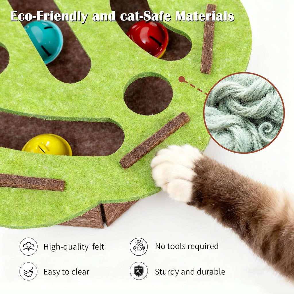 Interactive Cat Toy Puzzle Toys for Indoor Cats Felt Maze Box Kittern Toys Pet Cat Games Self Play Fun Exercise Hide Seek Moving Cat Toy for Bored Cats Encourages Hunting Instincts