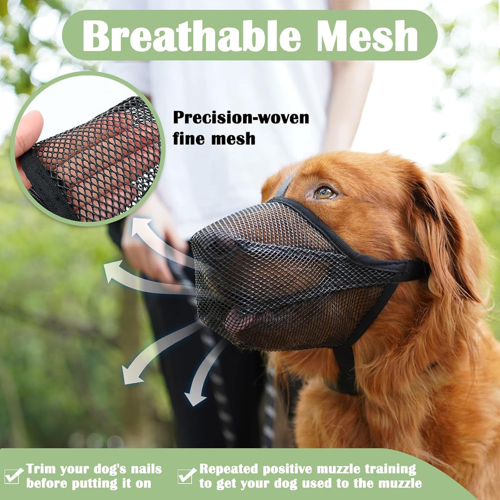 Dog Muzzle, Soft Mesh Muzzle for Small Medium Large Dogs Anti Bite Scavenging, Breathable Adjustable Mouth Guard for German Shepherd Labrador Golden Retriever in Grooming Walking Vet Visits