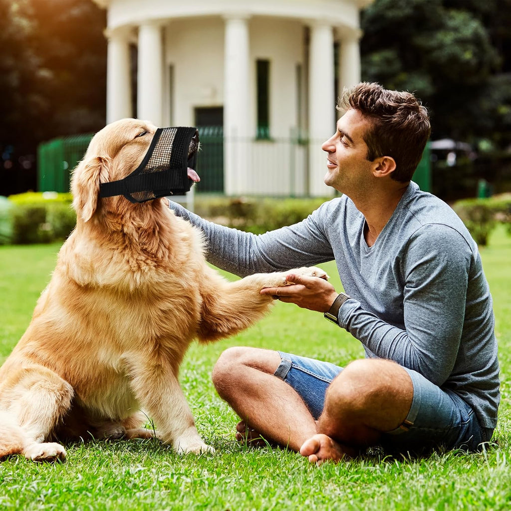 Dog Muzzle, Breathable Adjustable Soft Mesh Muzzle for Small Medium Large Dog Mouth Guard, to Prevent Biting, No Bark for Dogs Allow Panting Drinking