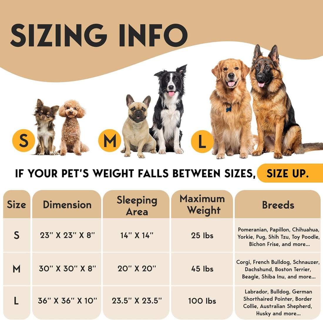 PetJett Calming Medium Dog Bed - Round Dog Beds, Anti-Slip & Washable Super Soft Fluffy Plush Donut Bed, Anti-Anxiety Premium Comfort Pet Bed, Fits Dogs - Beige