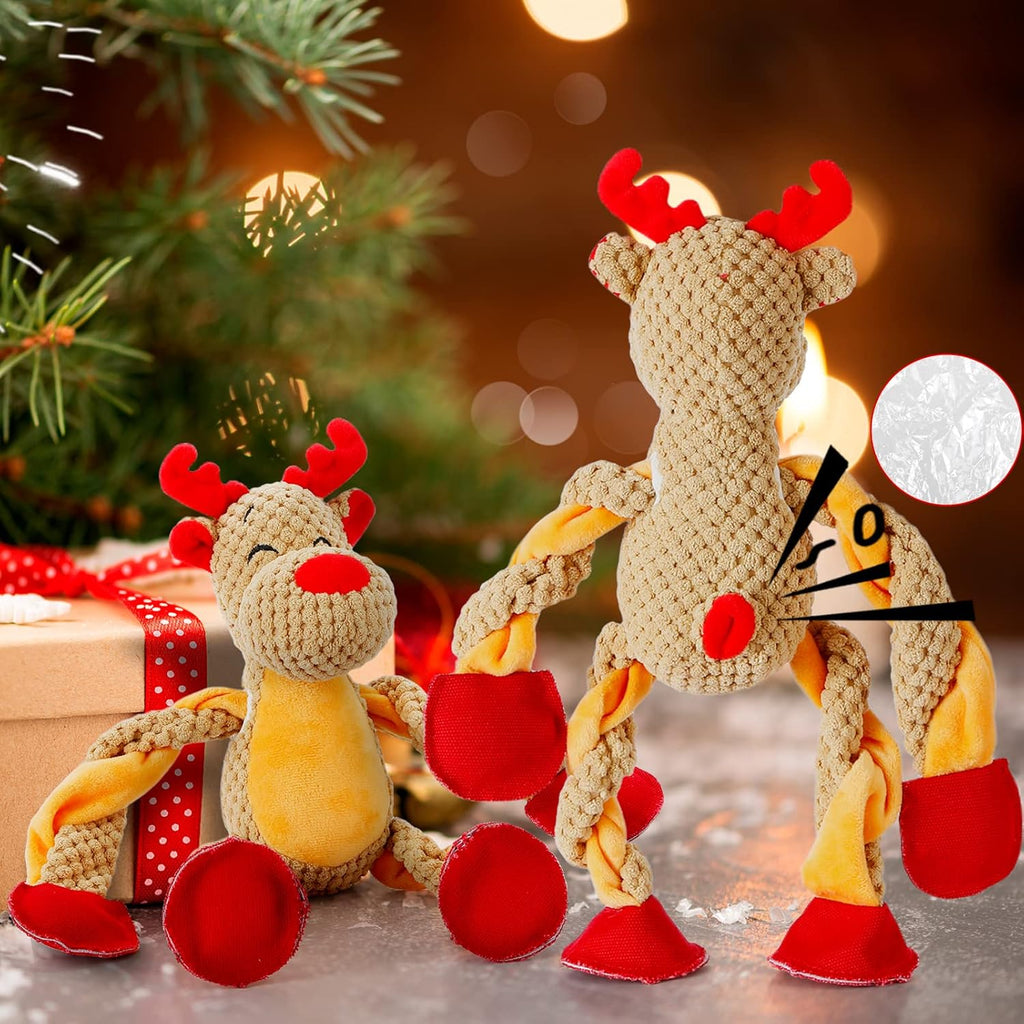 Christmas Dog Toys, Squeaky Snowman Plush with Ropes for Tug of War, Durable Interactive Chew Toys for Puppy Small Medium Large Dogs