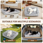 Dog Beds for Small Medium Dogs & Cats, Orthopedic Sleeping Pet Bed for Couch with Durable Puppy Cuddler and Anti-Slip Bottom Machine Washable(gray)