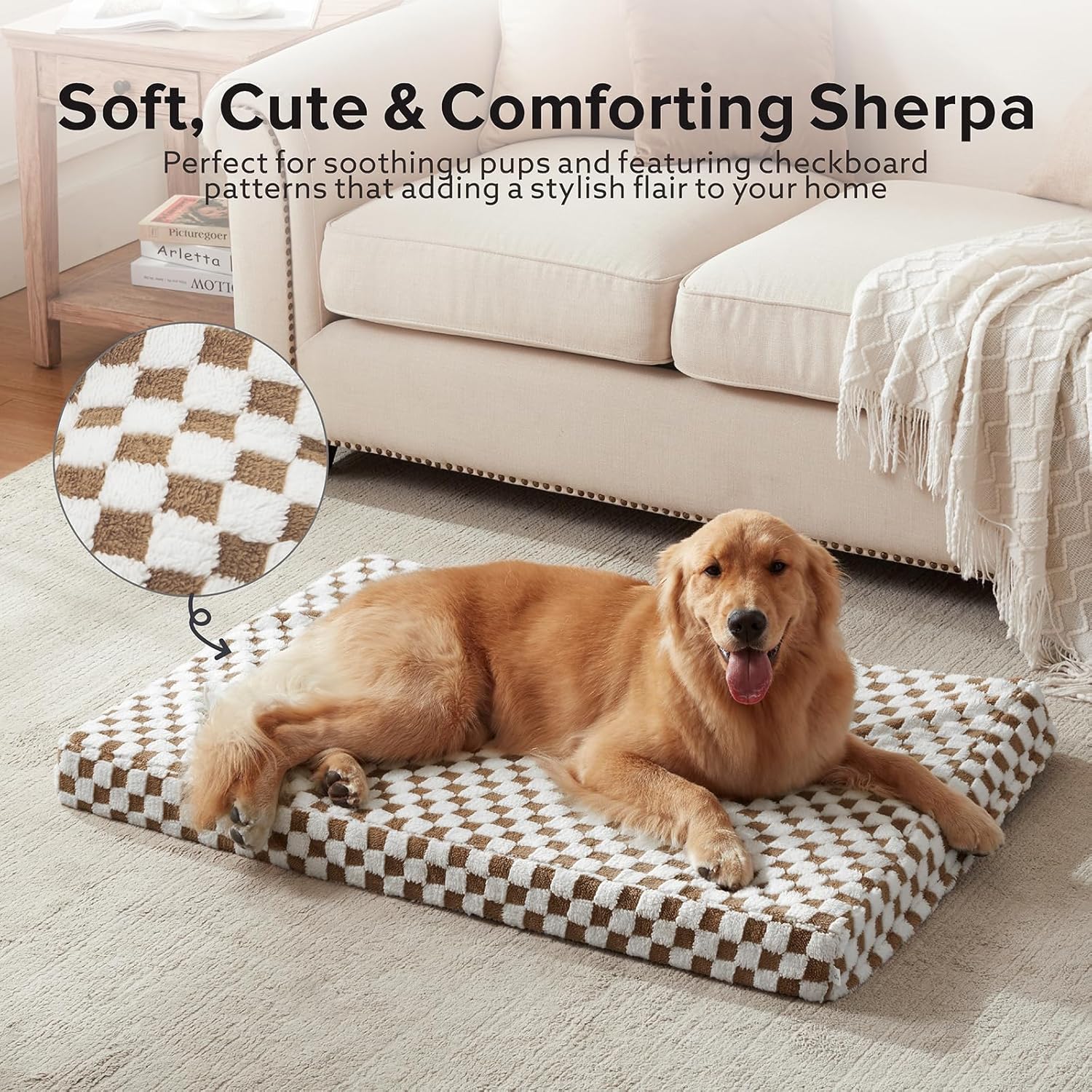 Orthopedic Egg-Crate Dog Bed with Washable Cover (Brown)