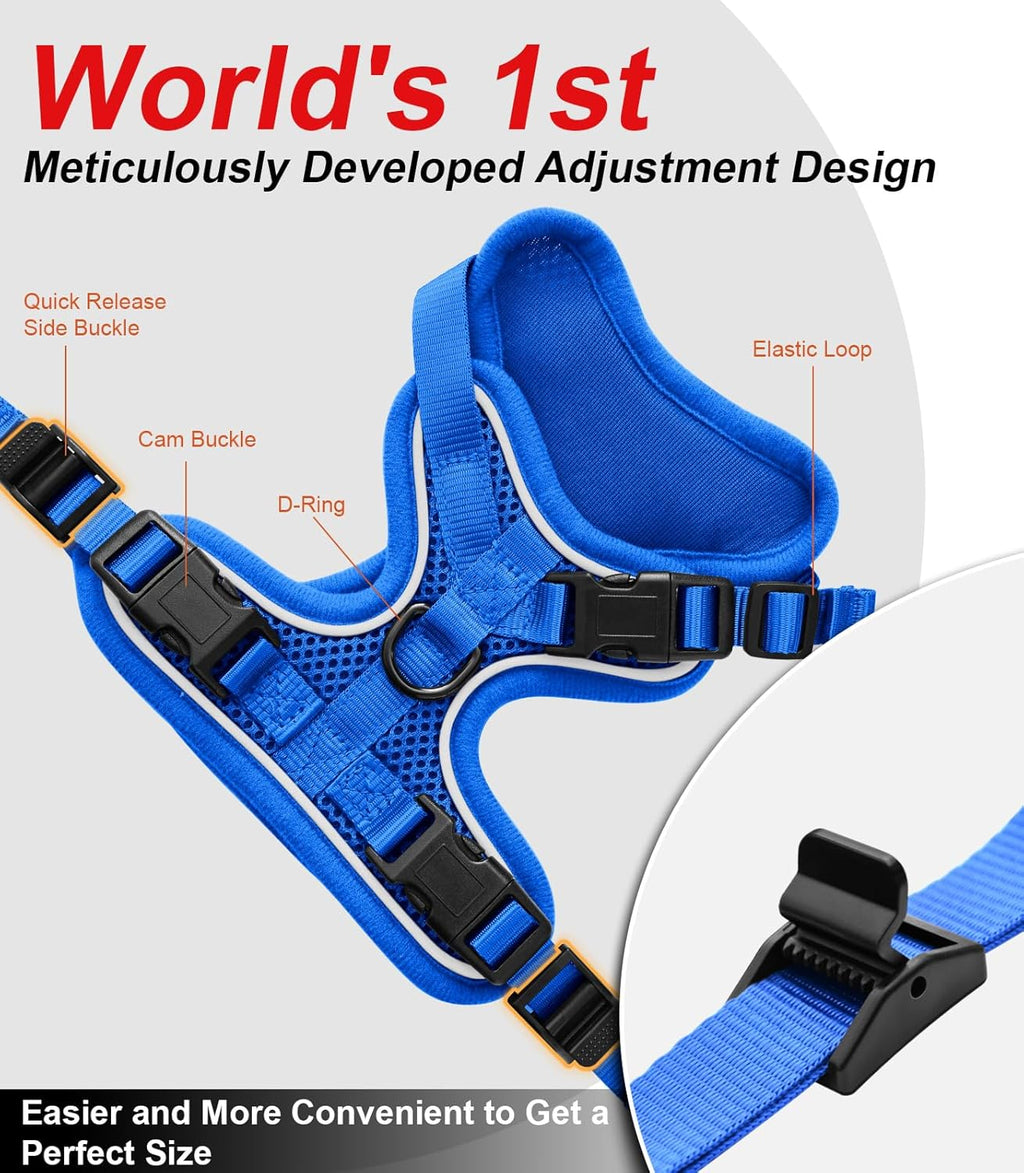 Cat Harness and Leash for Walking Escape Proof Soft Adjustable Cat Leash Breathable Comfortable Vest Easy to Wear Kitten Harness for Outdoor Travel Blue