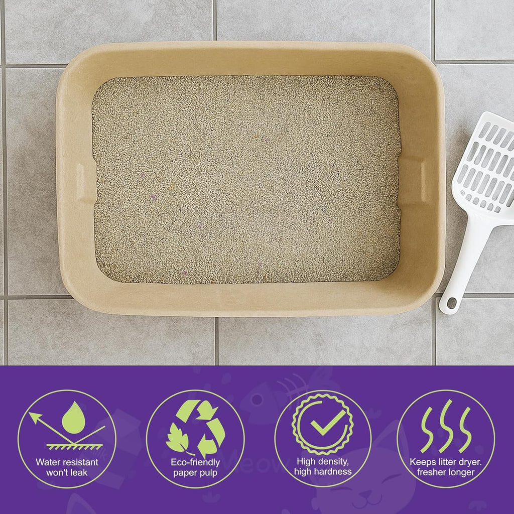 Disposable Litter Boxes for Cats, 6 Pack Cat Litter Trays for Travel, Temporary Use, or Liner – Leak-Proof, Eco-Friendly, Easy Clean-Up