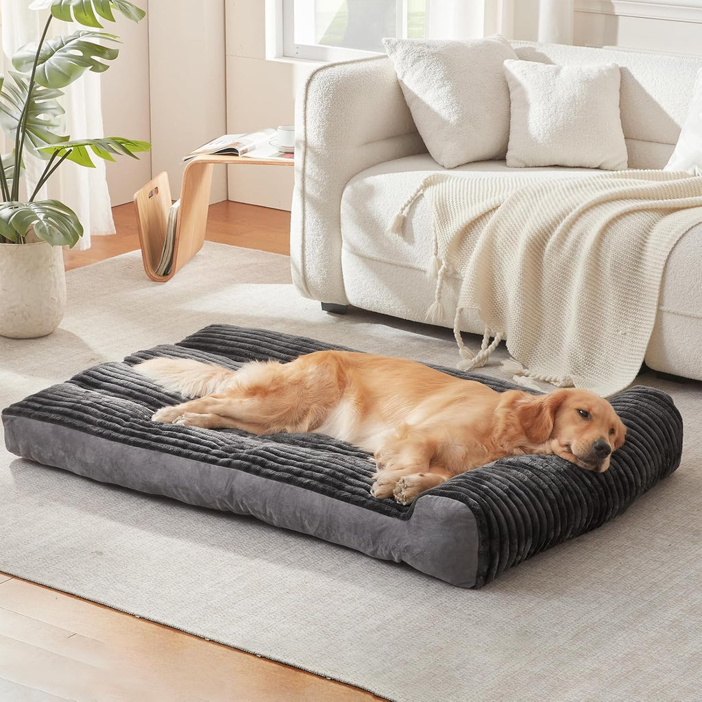 Dog Beds for Medium,Large Dogs Breeds,Sofa Dog Bed with Pillow for Crate Kennel, Super Soft Pet Bed for Support Bolster, Comfortable Pet Couch Bed & Non-Slip Bottom