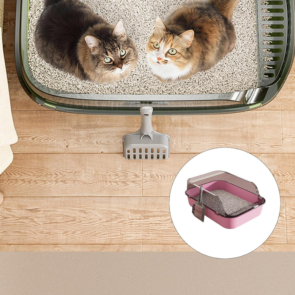 Collapsible Litterbox with High Sides Small Cats Litter Pan with Scoop Open Cat Litter Box Portable Travel Kittens Toilet Kitten Starter Kit for Kittens Adult Cat Elderly Cats (Pink)