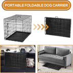Dog Crate - 36 Inch Medium Double Door Portable Dog Cage, Metal Wire Pet Kennel with Secure Lock, Leak-Proof Pan Tray, Foldable Design for Dogs Pets Indoor Training and Outdoor Trave