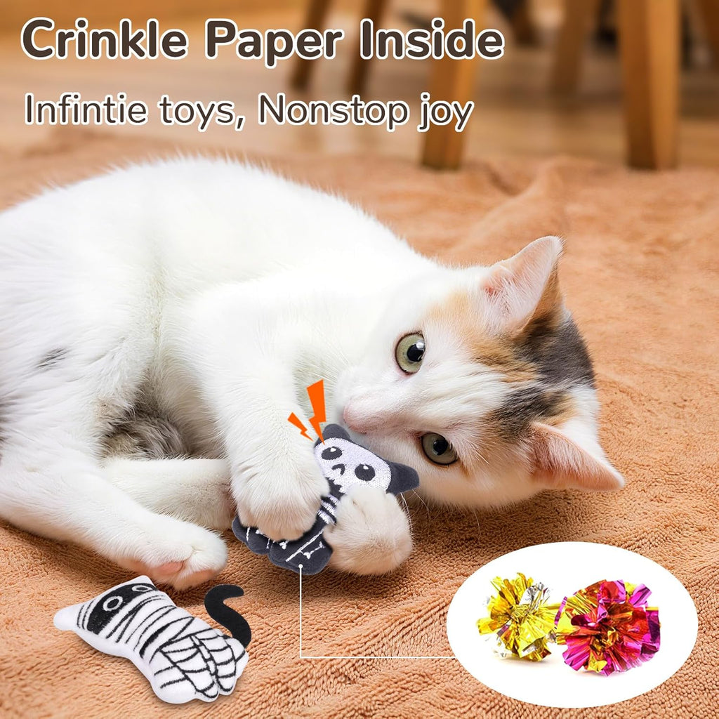 Cat Toys, Crinkly Catnip Toys for Indoor Cats Kitty Chew, Safe Teeth Cleaning Kitten Toy, Interactive Cat Nip Kicker Toy,