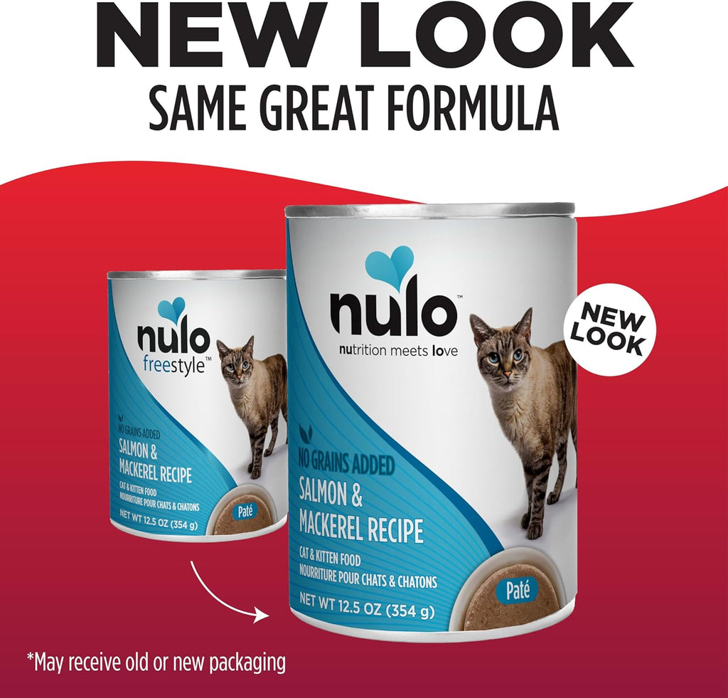 Nulo Salmon & Mackerel Recipe Pate Wet Canned Cat Food, 12.5 Ounce (Pack of 12)