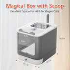 Cat Litter Box, Open Top High-Sided Metal Litter Box with Scoop, Extra Large Litter Boxes for Kitty Kitten and Big Cats, Anti-Urine Leakage, Non-Sticky, Easy to Clean (Grey)