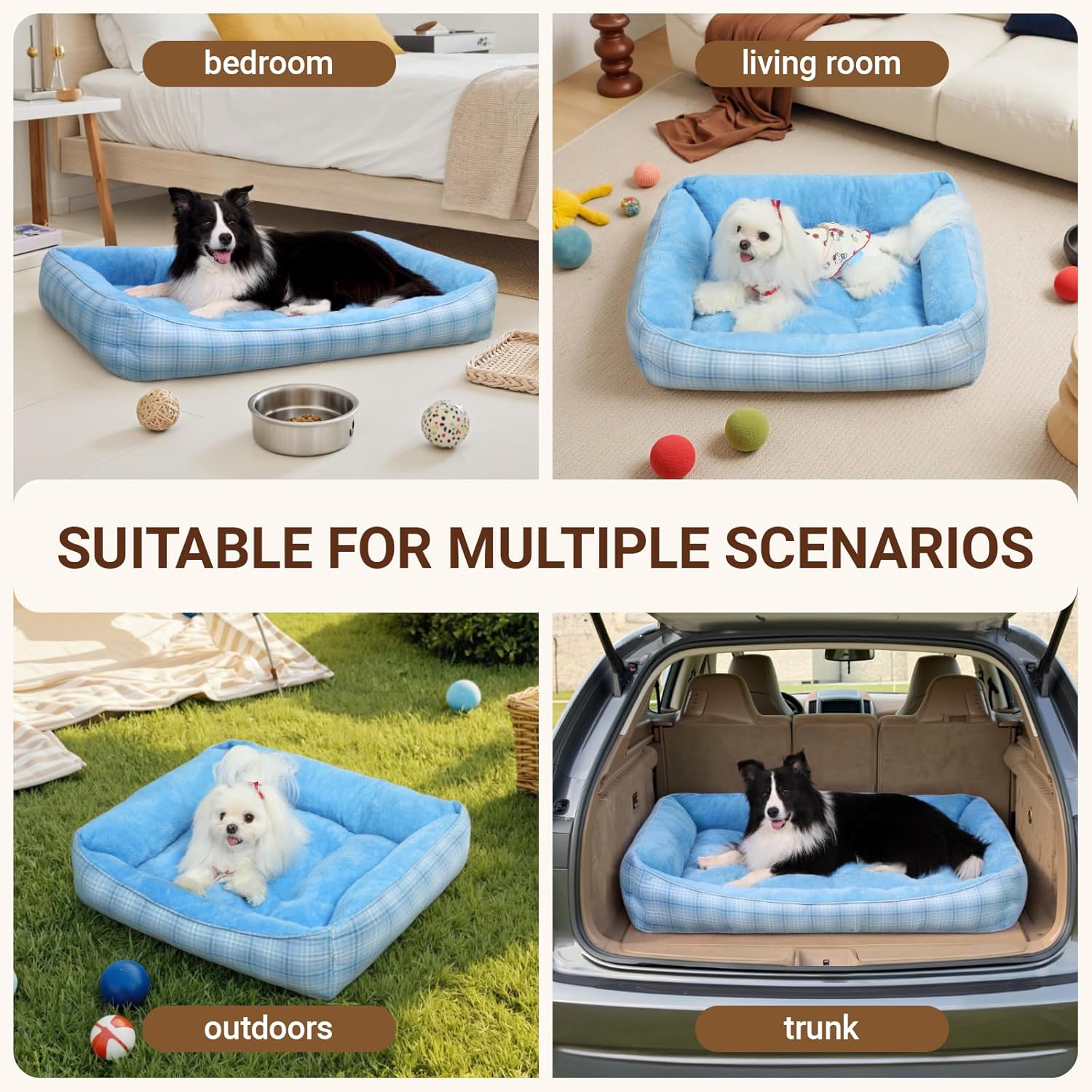 Orthopedic Cuddler Bed for Dogs & Cats (Blue)