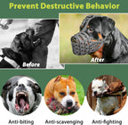 Pitbull Muzzle, Lightweight Basket Muzzle for Large Medium Dogs Rottweiler Amstaff to Prevent Biting Eating, Safe for Grooming Vet Visits Training, Allows to Pant Drink, Adjustable & Sturdy
