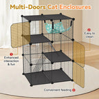 Cat Cage, 3-Tier DIY Catio Cat Enclosures, 24" x 16" x 36" Cat Playpen Indoor & Outdoor with Hammock, Detachable Metal Wire Kennel Cats Crate, 2x1x3 Exercise Place for 1-2 Cats/Kitten