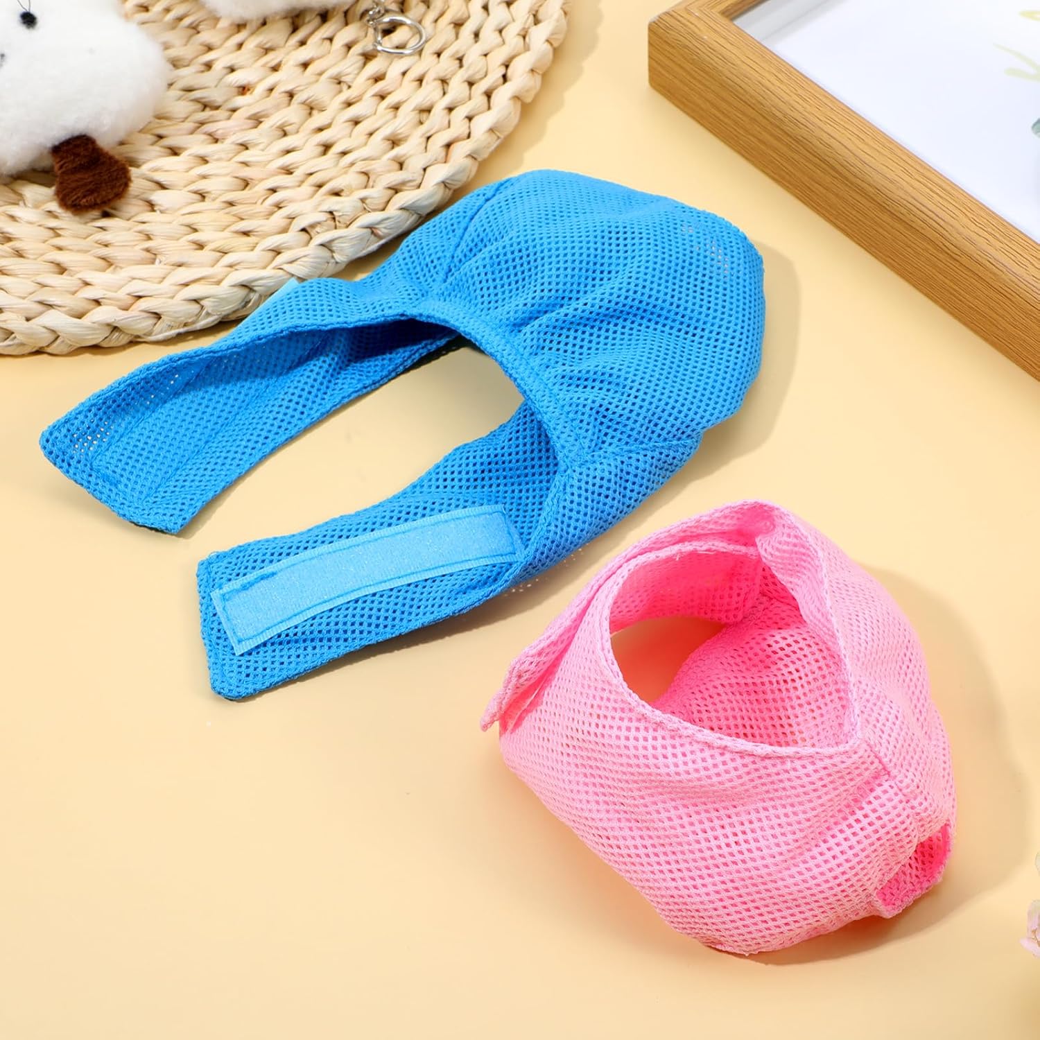 2Pcs Cat Muzzles Breathable Mesh Muzzles with Soft Mesh Covered, Cat Dog Grooming Restraint Muzzl Anti Bite Anti Meow Prevent from Biting