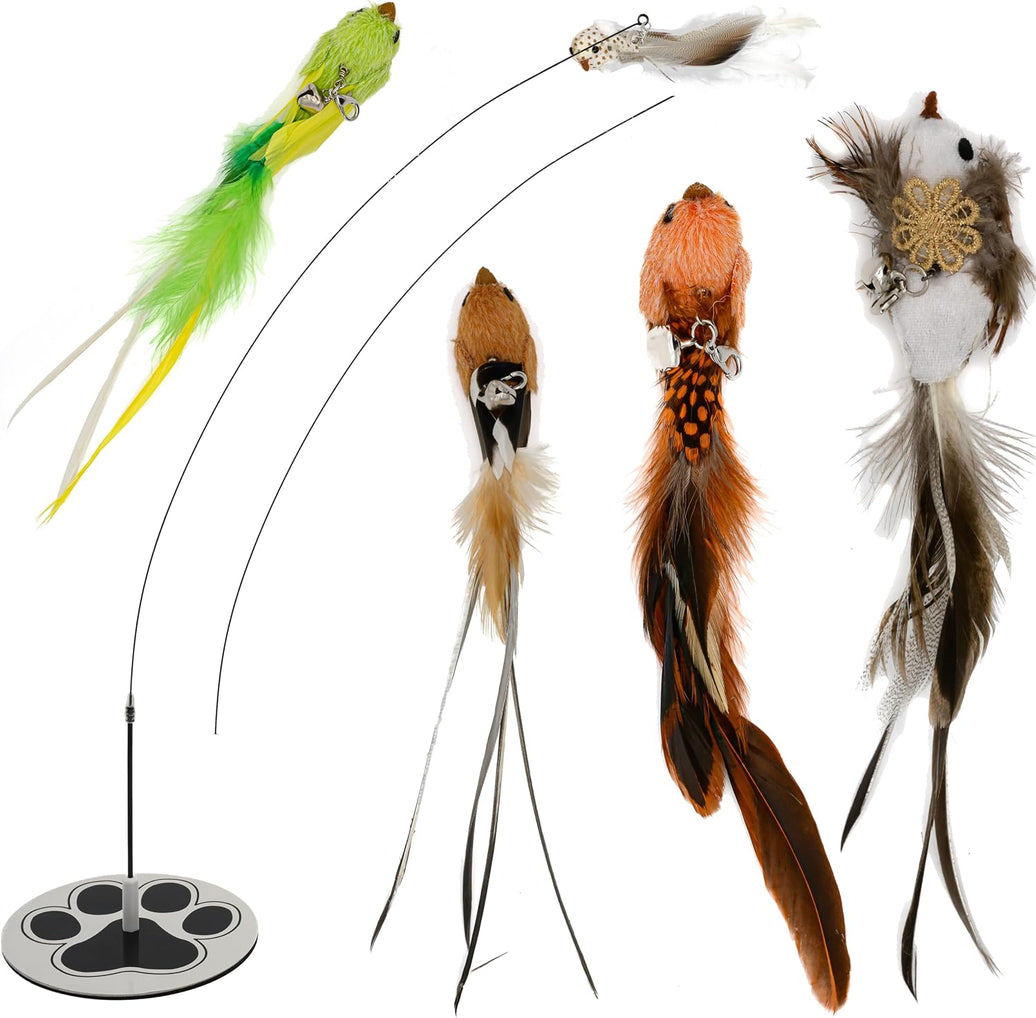 Flying Bird Cat Wand with 5 Feather Refills