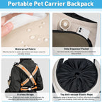 Dog Cat Carrier Front Chest Backpack, Hands Free Cross Shoulder Sling Bag with Padded Bottom & Safety Strap for Puppy Kitten Travel Hiking and Outdoor Use