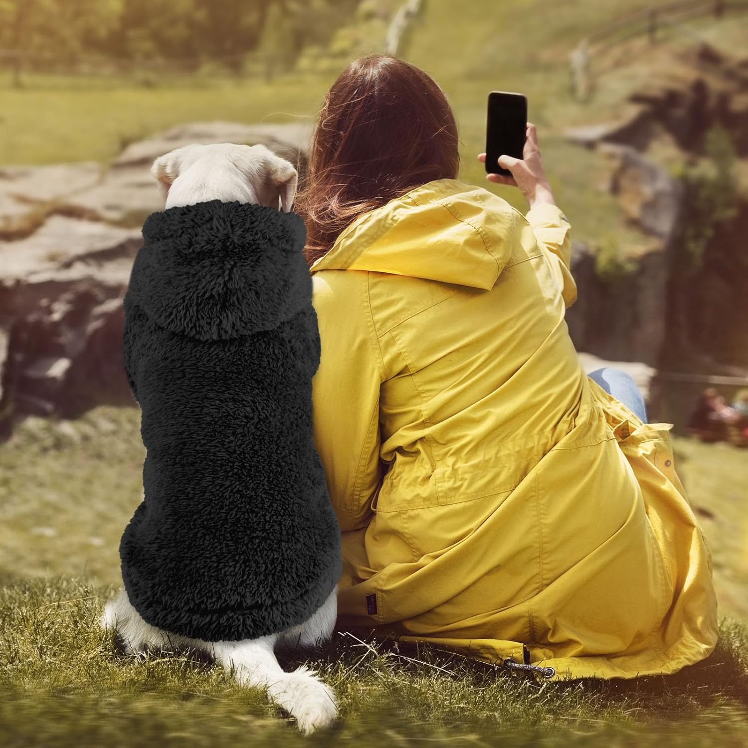 Fuzzy Dog Sweaters for Large Dogs Dog Hoodie Soft Double-Sided Plush Fleece Pet Sweater Clothes Coats Pet Hoodie Sherpa Hooded Sweatshirt