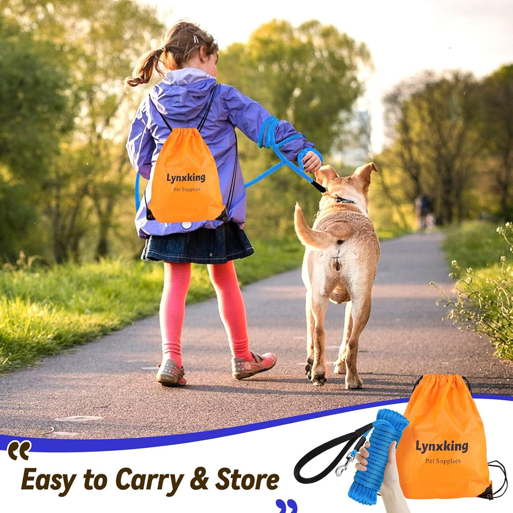 Check Cord Dog Leash Long Lead Training Tracking Line Comfortable Handle Heavy Duty Puppy Rope 10ft 15ft 30ft 50ft for Small Medium Large Dog