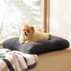 Small Dog Bed for Crate Washable, Comfort Fluffy Plush Pillow Bed Crate Pad, Non-Slip and Machine Washable Kennel Pet Sleeping Mat for Puppy/Cat, Dark Gray