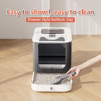 Cat Litter Box, Open Top High-Sided Metal Litter Box with Scoop, Extra Large Litter Boxes for Kitty Kitten and Big Cats, Anti-Urine Leakage, Non-Sticky, Easy to Clean (Grey)