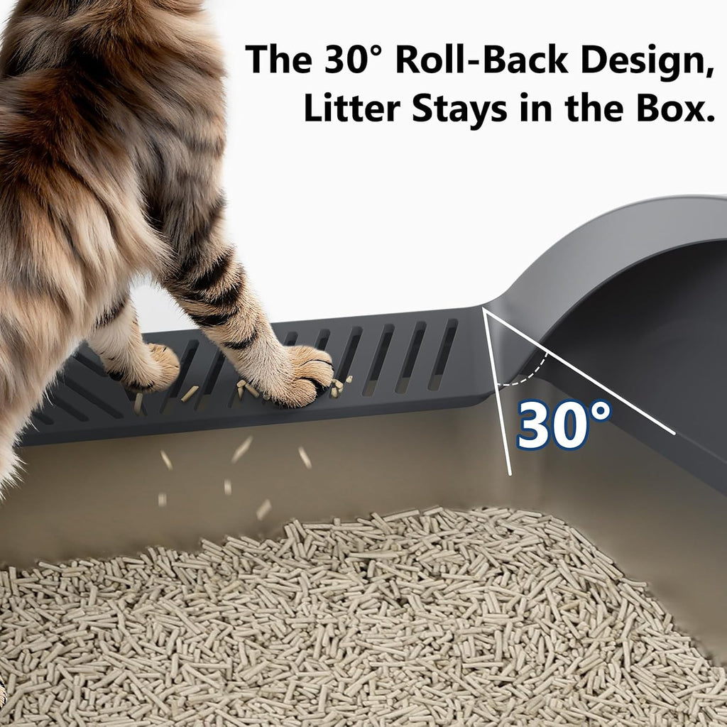 Stainless Steel Litter Box H Super Large Stainless Steel Litter Box, Suitable for Large Cats and Multiple Cats, Non-Sticky, Anti-Leakage, Easy to Clean