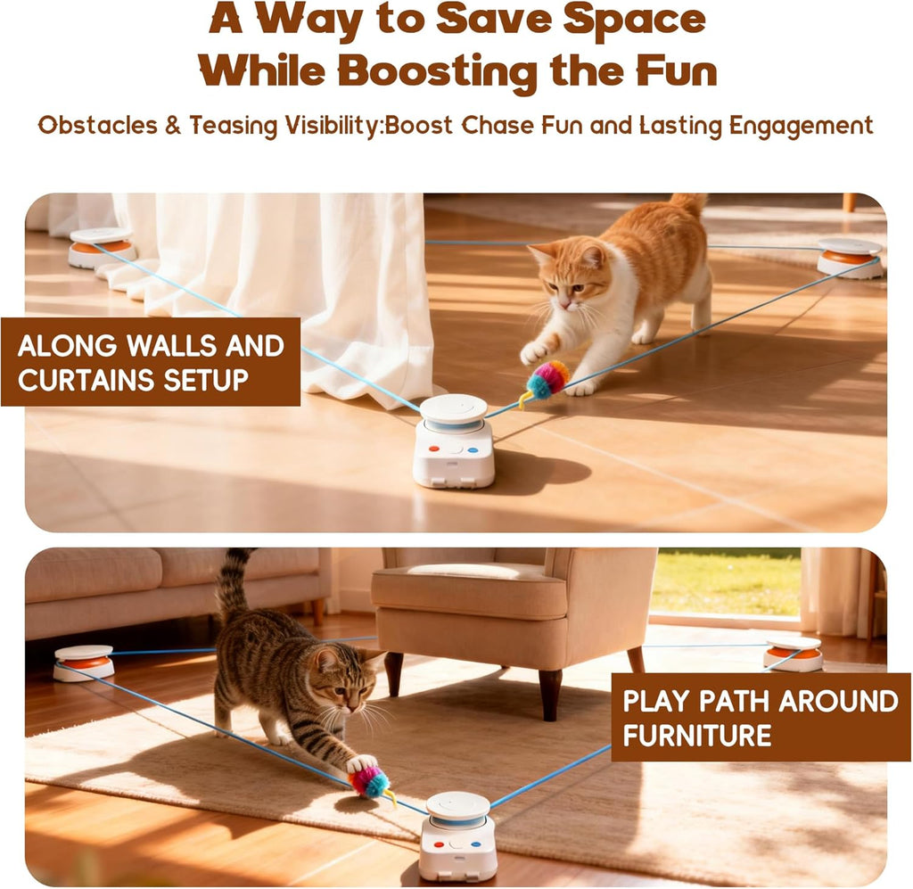 Interactive Cat Toy for Indoor Cats – Automatic Moving & Enrichment Toy for Indoor Cats/Kitten, Auto/Manual Control Cat Treadmill for Exercise & Mental Stimulation, Stimulating Chase Toys