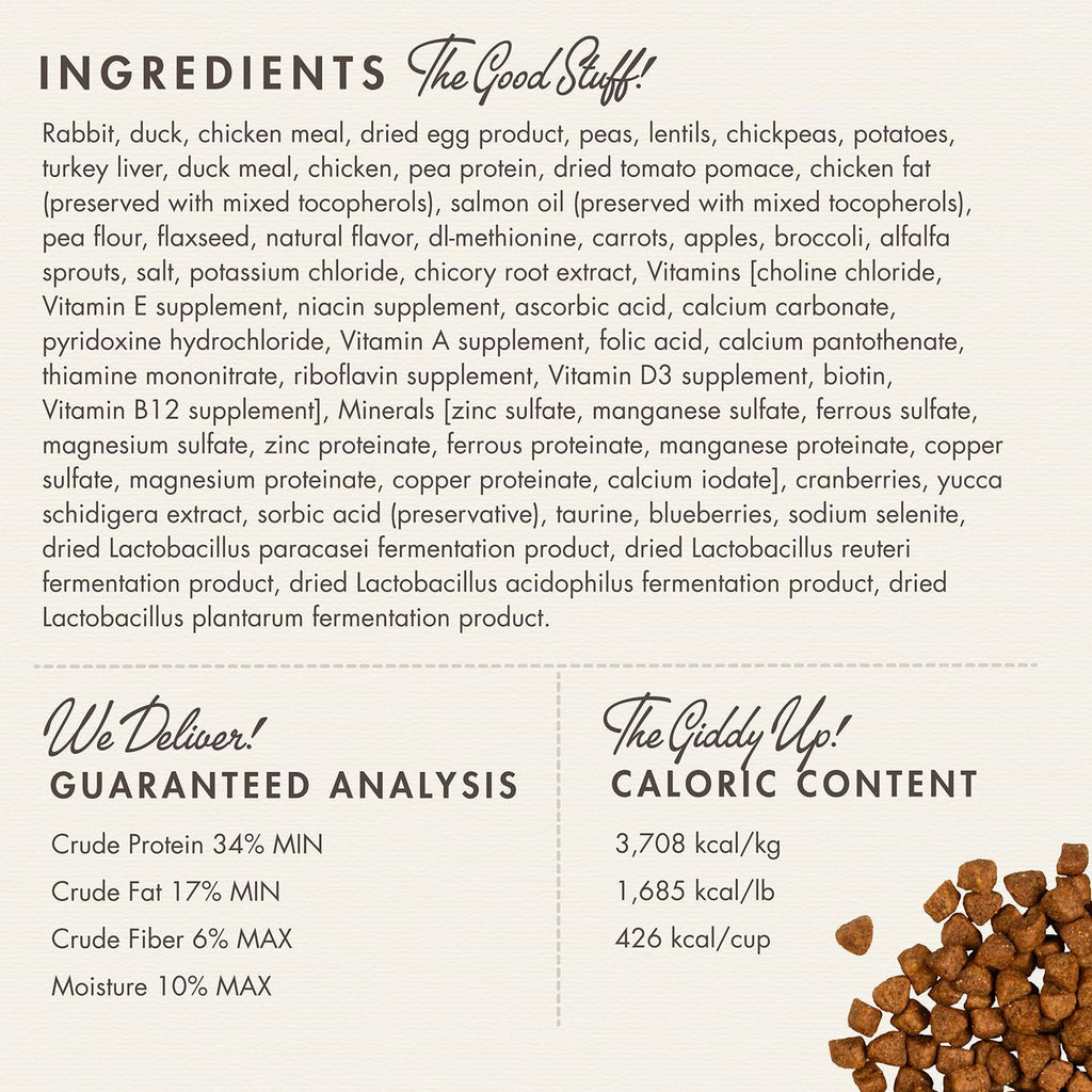 Nutritionals Hasen Duckenpfeffer Cat Food - Premium Dry Cat Food - Rabbit Recipe - 4 lb