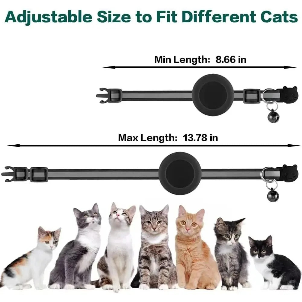 Cute Cat Collar Airtag Breakaway Reflective Kitten Collar with Bell for Apple Air Tag Holder Bell Nylon Silicone Collar for Cats (No AirTag)