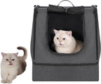 Portable Cat Travel Litter Box with Zipped Waterproof Bag,No Collapse with Hard Base Insert at Bottom, No Leakage, No Smell, Easy to Carry, Easy to Use in Hotels, Car Black