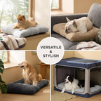 Small Dog Bed for Crate Washable, Comfort Fluffy Plush Pillow Bed Crate Pad, Non-Slip and Machine Washable Kennel Pet Sleeping Mat for Puppy/Cat, Dark Gray