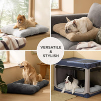 Fluffy Plush Crate Bed for Small Dogs (Gray)