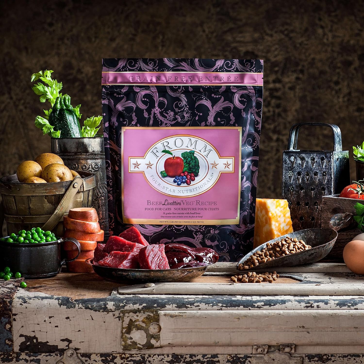 Nutritionals Beef Livattini Veg Cat Food - Premium Dry Cat Food - Beef Recipe - 4 lb