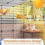 Cat Cages Indoor Enclosure DIY Cat Playpen Catio Detachable Metal Wire Kennels Cats Crate Large Extra Exercise Place Ideal for 1 Cat,35.4 Inches