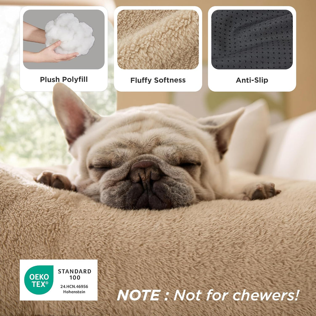 Small Dog Bed for Crate Washable, Comfort Fluffy Plush Pillow Bed Crate Pad, Non-Slip and Machine Washable Kennel Pet Sleeping Mat for Puppy/Cat,, Brown Visit the Bedsure Store
