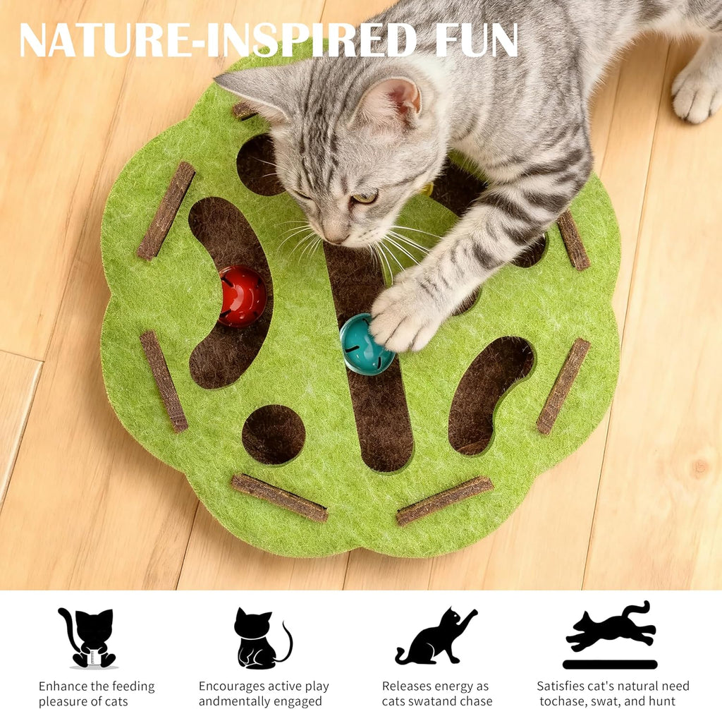 Interactive Cat Toy Puzzle Toys for Indoor Cats Felt Maze Box Kittern Toys Pet Cat Games Self Play Fun Exercise Hide Seek Moving Cat Toy for Bored Cats Encourages Hunting Instincts