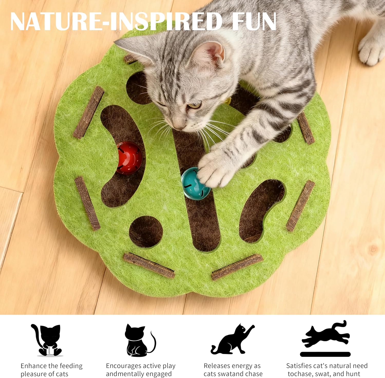 Interactive Cat Toy Puzzle Toys for Indoor Cats Felt Maze Box Kittern Toys Pet Cat Games Self Play Fun Exercise Hide Seek Moving Cat Toy for Bored Cats Encourages Hunting Instincts