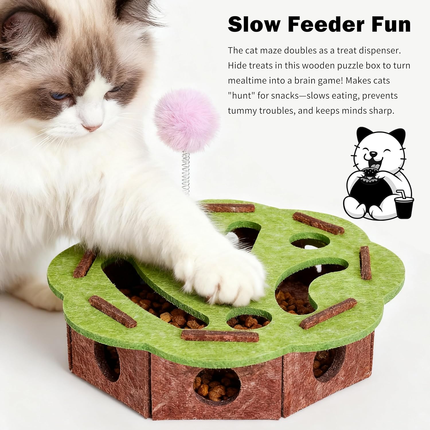 Interactive Cat Toy Puzzle Toys for Indoor Cats Felt Maze Box Kittern Toys Pet Cat Games Self Play Fun Exercise Hide Seek Moving Cat Toy for Bored Cats Encourages Hunting Instincts