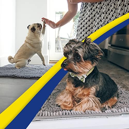 Super Absorbent Door Mat Indoor, Microfiber Quick Dry Chenille Entryway Rug, Non-Slip Front Door Mat, Indoor Mats for Entryway, Machine Washable Pet Rug, Grey 30"x19"
