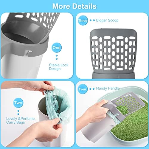 3-in-1 Cat Litter Scoop with Integrated Waste Bin & Bag Dispenser
