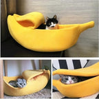 Creative Banana Shape Dog Cat Bed, Cute Banana Puppy Pad Kennel Warm and Soft Pet Cat Supplies Kitten Puppy Bed