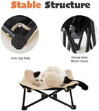 Foldable Cat Hammock Bed, Elevated Fluffy Kitty Lounge Furniture with Metal Frame, Raised Cat Hammock Chair for Indoor Cats