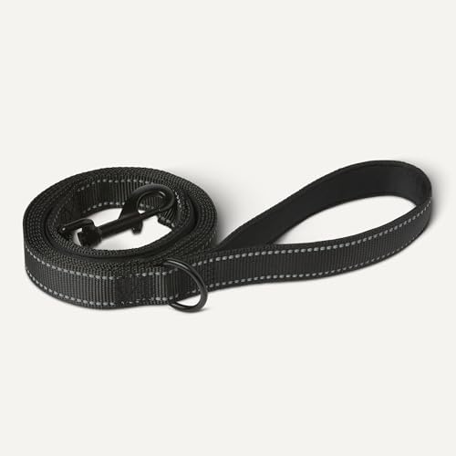 Dog Leash, 6ft with 2 Comfortable Dual Padded Handles for Traffic Control, Highly Reflective Leashes for Large & Medium Dogs, Night Safety, Easy Snap Hook, Black