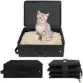 Foldable Cat Travel Litter Box, Portable Cat Litter Box with Zipped Lid, Waterproof Metarial, Easy to Carry, No Smell, Leak-Proof, for Car Hotel and Outdoor (Black)