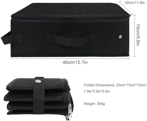 Foldable Cat Travel Litter Box, Portable Cat Litter Box with Zipped Lid, Waterproof Metarial, Easy to Carry, No Smell, Leak-Proof, for Car Hotel and Outdoor (Black)