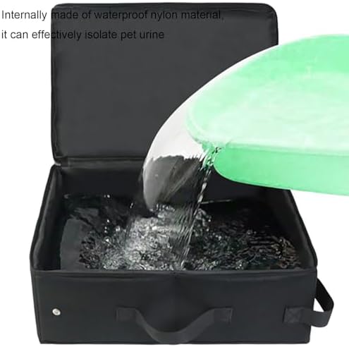 Foldable Cat Travel Litter Box, Portable Cat Litter Box with Zipped Lid, Waterproof Metarial, Easy to Carry, No Smell, Leak-Proof, for Car Hotel and Outdoor (Black)
