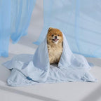 Cooling Blanket for Small Dogs with Breathable Air-Core Fill Q-MAX>0.4 - Dog Cooling Mat Soft, Lightweight Pet Cat Throw Cold Blanket Washable for Summer, Arctic Blue, 25x35