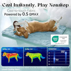 Dog Cooling Mat for Extra Large Dogs -Q-Max>0.5 XL Breathable Thin Cool Crate Pad with Chill Cold Fiber and Innovative Mesh Base Design, Portable Washable Pet Kennel Mat for Summer,44x30,Blue