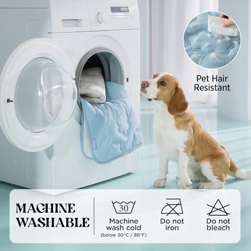 Dog Cooling Mat for Extra Large Dogs -Q-Max>0.5 XL Breathable Thin Cool Crate Pad with Chill Cold Fiber and Innovative Mesh Base Design, Portable Washable Pet Kennel Mat for Summer,44x30,Blue